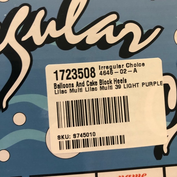 Irregular Choice NIB Balloons and Cake Block Heels Lilac Sz 39 - Picture 7 of 7